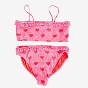 NEW Gap Kids Valentine bikini bathing suit pink hearts UPF 50+  XXL 14/16 NWT